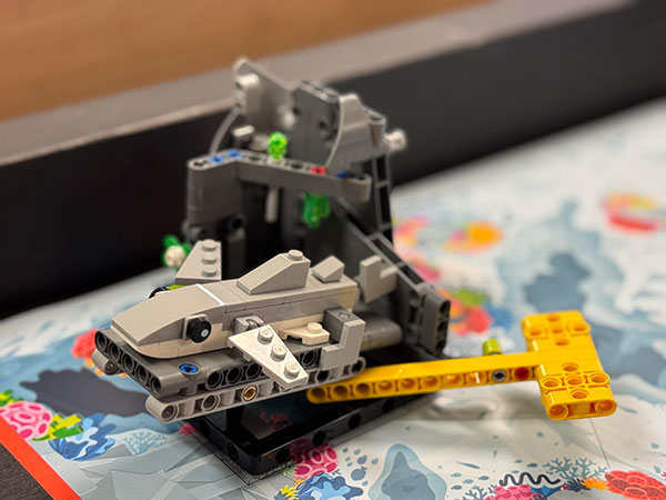 Detail of LEGO shark from the field game.